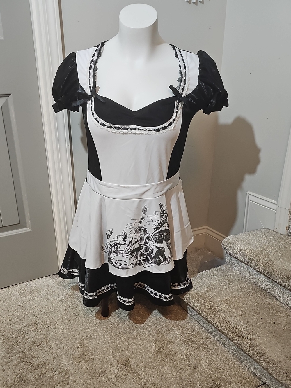 California Costumes Black and White Twisted Alice In Wonderland Dress